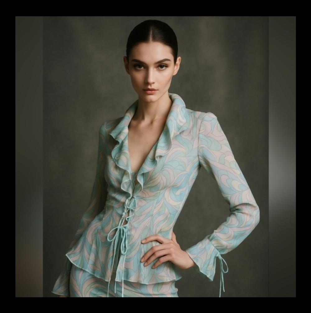 ✨ ASOS Design Sheer Pastel Tie-Front Blouse – Y2K Dream ✨